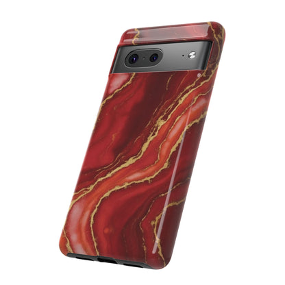 Red Agate Marble Phone Case – Gold Vein Luxury Stone Tough Case (iPhone, Samsung, Pixel)