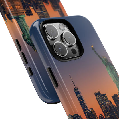Statue of Liberty Sunset Phone Case – New York City Skyline Travel Aesthetic Tough Case