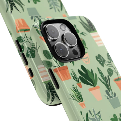 Plant Lover Phone Case | Cute Potted Plants Pattern | Botanical Aesthetic Tough Case