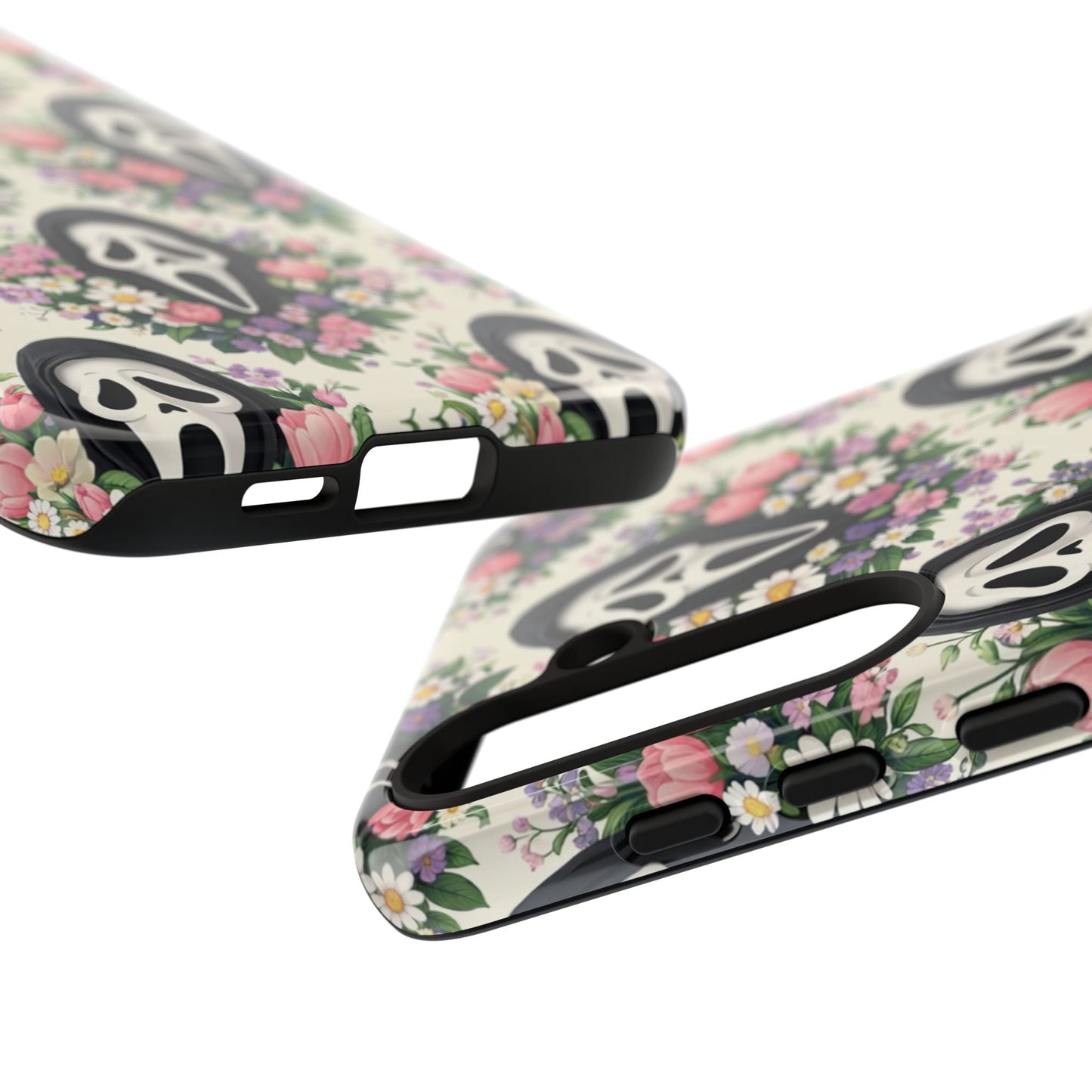 Floral Ghost Face Aesthetic Phone Case – Cute Spooky Tough Cover