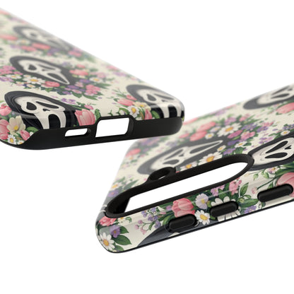 Floral Ghost Face Aesthetic Phone Case – Cute Spooky Tough Cover