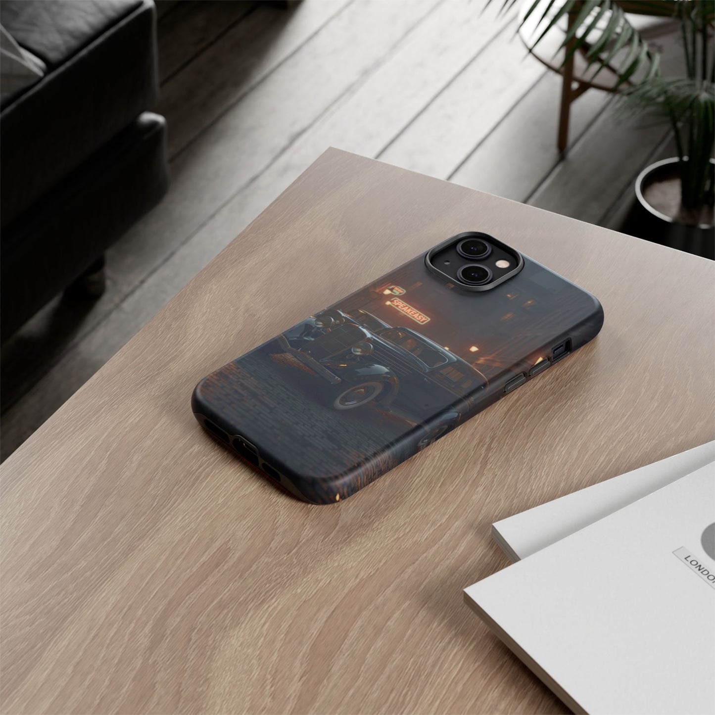 Vintage Classic Car Phone Case | Retro Noir Aesthetic | 1930s Street Scene Tough Case for iPhone & Samsung
