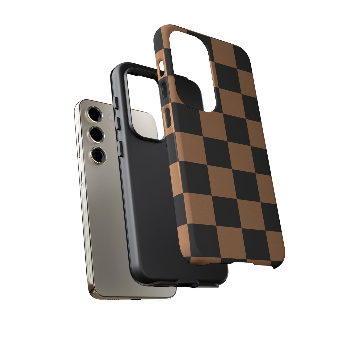 Brown Checkered Phone Case | Aesthetic Checkerboard iPhone & Samsung Tough Case