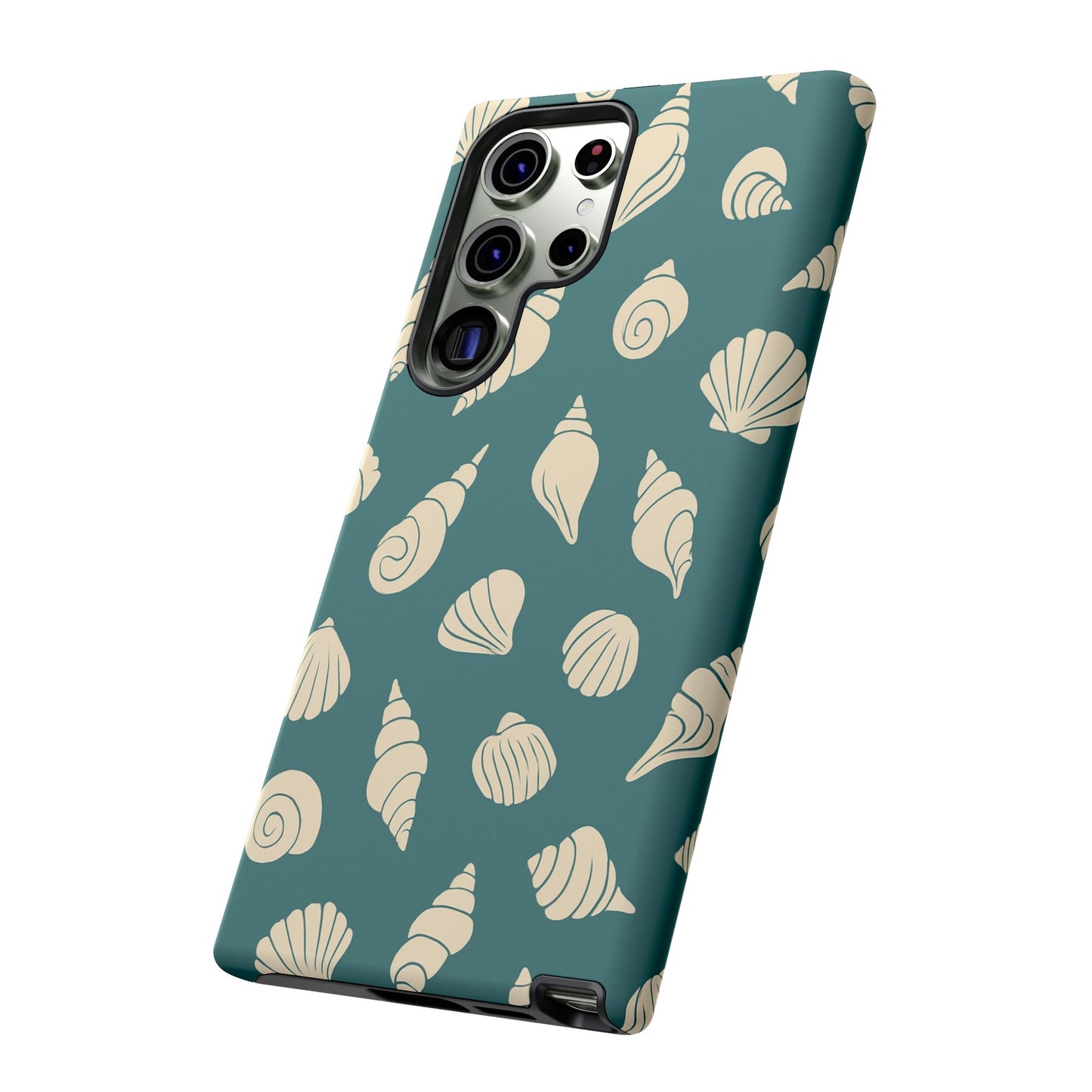 Seashell Pattern Phone Case | Teal Coastal Shells Tough Case for Iphone, Samsung Galaxy and Pixel