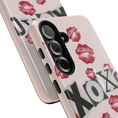 XOXO Kiss Print Phone Case | Coquette Valentine Aesthetic | Cute Pink Lipstick Kiss Tough Case for iPhone & Samsung