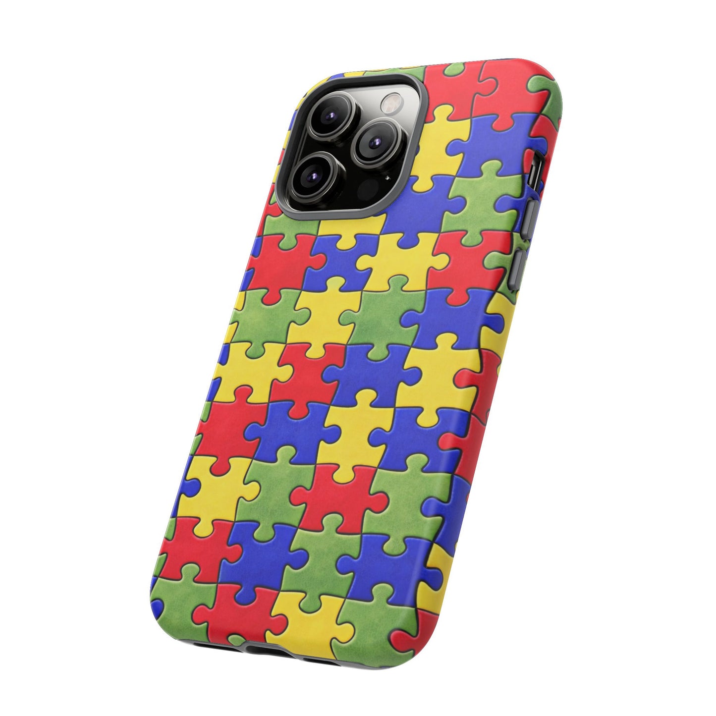 Colorful Puzzle Phone Case, Autism Awareness Jigsaw Design, Tough Protective Case, iPhone & Samsung Case, Vibrant Puzzle Pattern