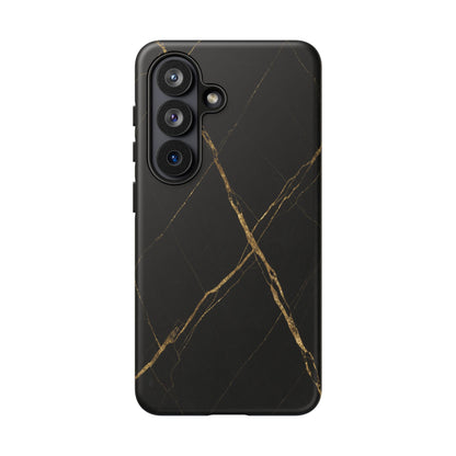 Black Marble Phone Case with Gold Veins – Luxury Minimal Aesthetic Tough Case