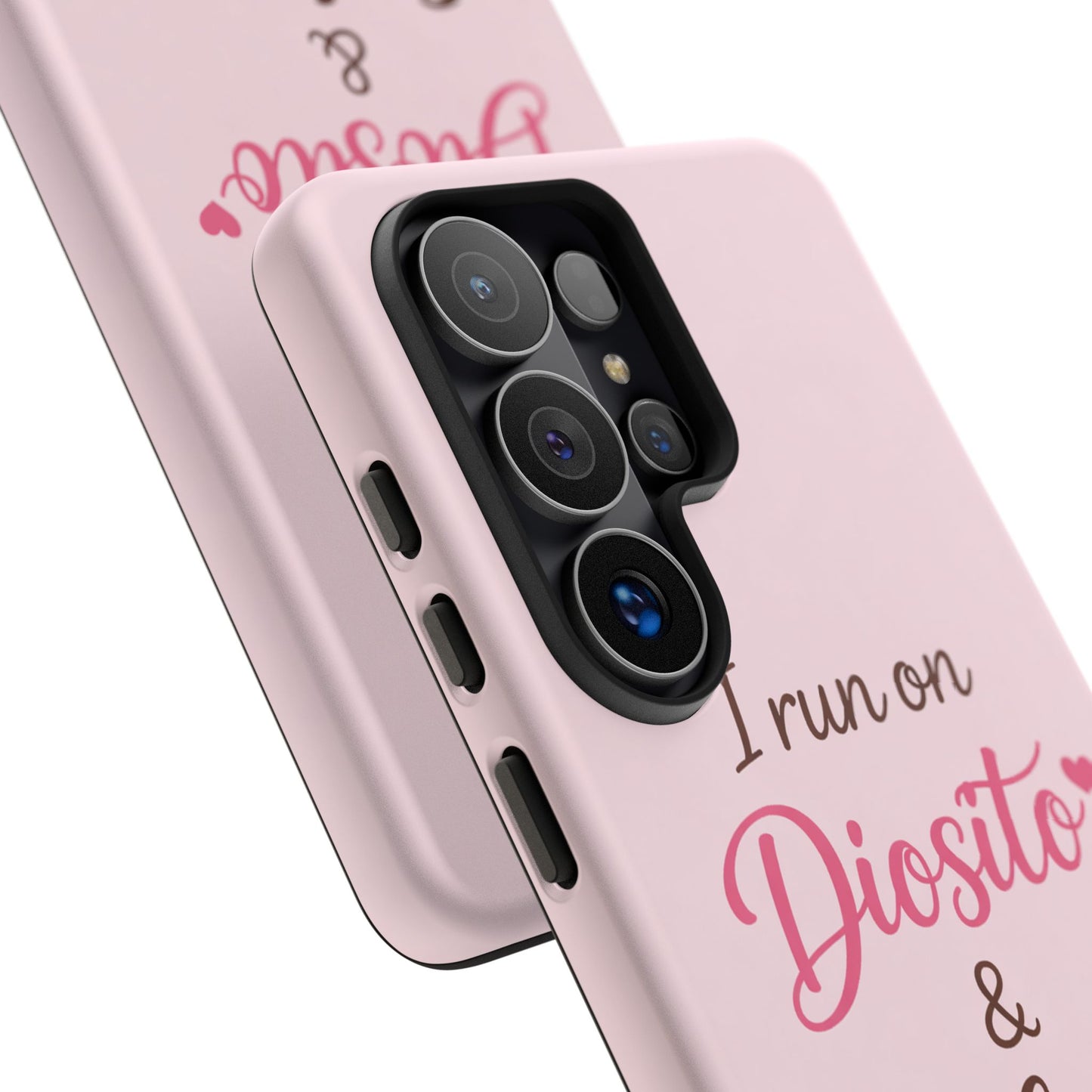 I Run on Diosito y Cafecito Phone Case, Pink Aesthetic Latina Faith Coffee Case, Girly Protective iPhone Samsung Cover