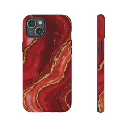 Red Agate Marble Phone Case – Gold Vein Luxury Stone Tough Case (iPhone, Samsung, Pixel)