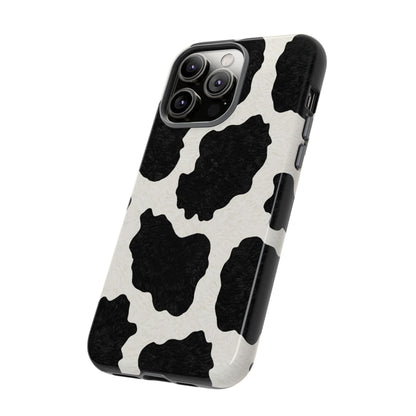 Black & White Cow Print Phone Case | Western Aesthetic iPhone & Samsung Tough Case