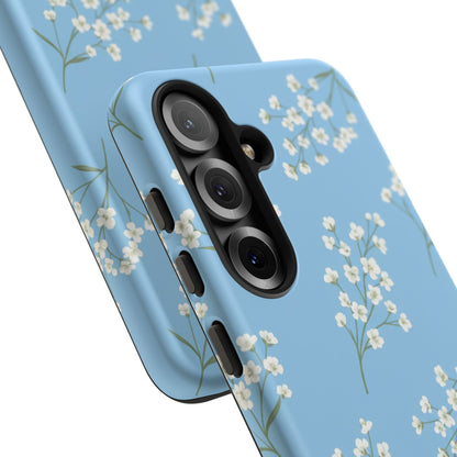 Baby’s Breath Floral Phone Case – Blue Minimal Flower Aesthetic Tough Case