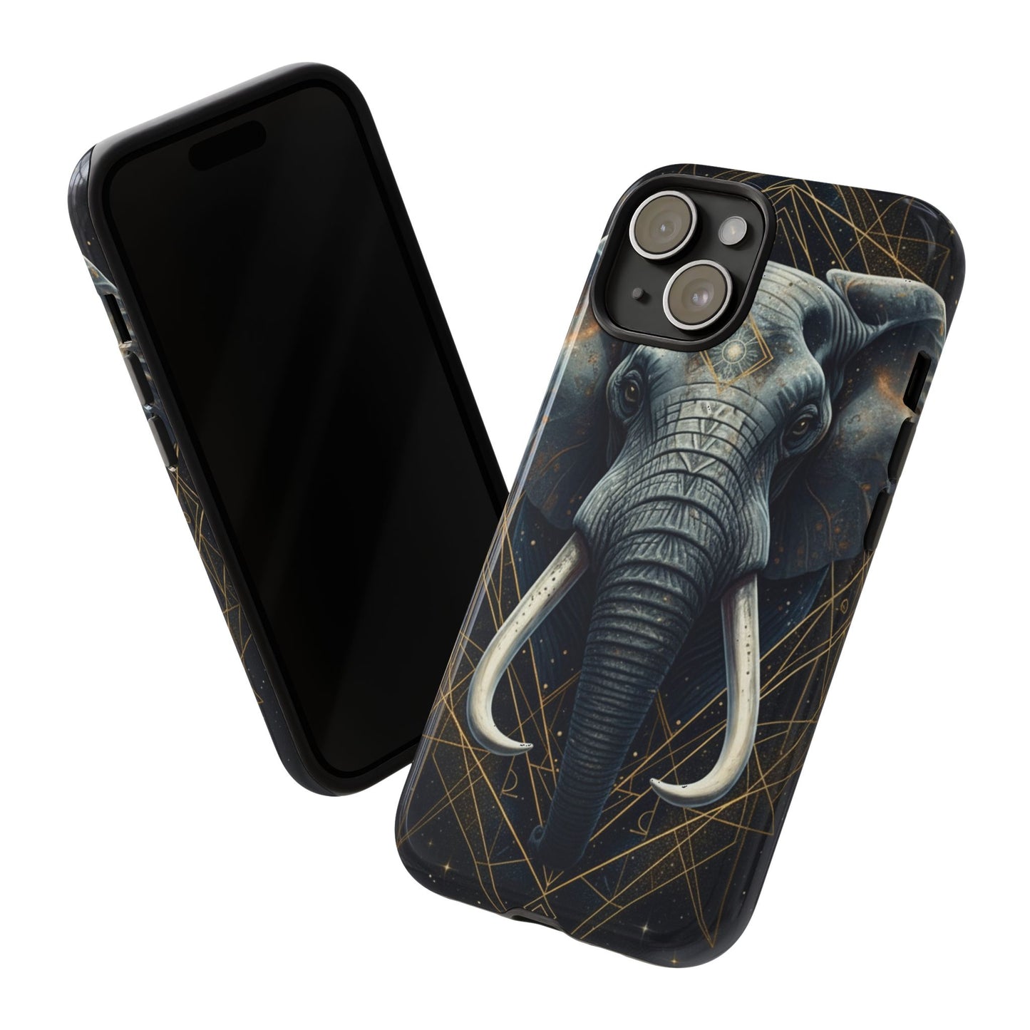 Elephant Mandala Phone Case – Black and Gold Spiritual Elephant Tough Protective Case