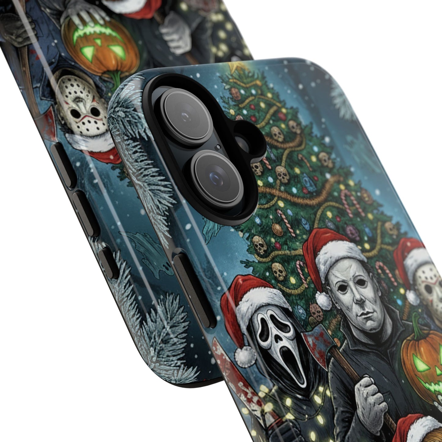 Christmas Horror Phone Case – Festive Slasher Collage Tough Case (iPhone, Samsung, Pixel)