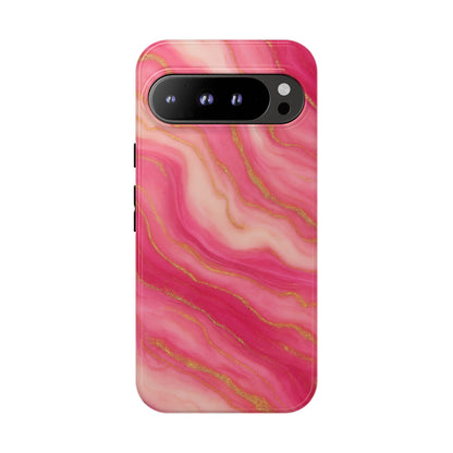 Pink Marble Phone Case | Rose Gold Swirl Aesthetic Tough Protective Case