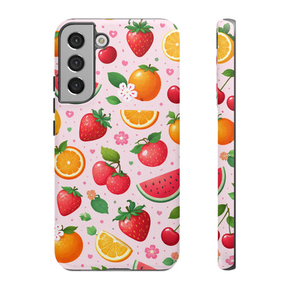Fruit Phone Case – Tough Shockproof, Strawberry Cherry Citrus Summer Design for Iphone, Samsung Galaxy and Pixel