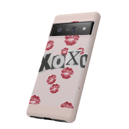 XOXO Kiss Print Phone Case | Coquette Valentine Aesthetic | Cute Pink Lipstick Kiss Tough Case for iPhone & Samsung