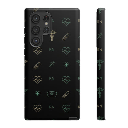 RN Nurse Phone Case – Minimal Medical Icon Pattern Healthcare Worker Tough Case