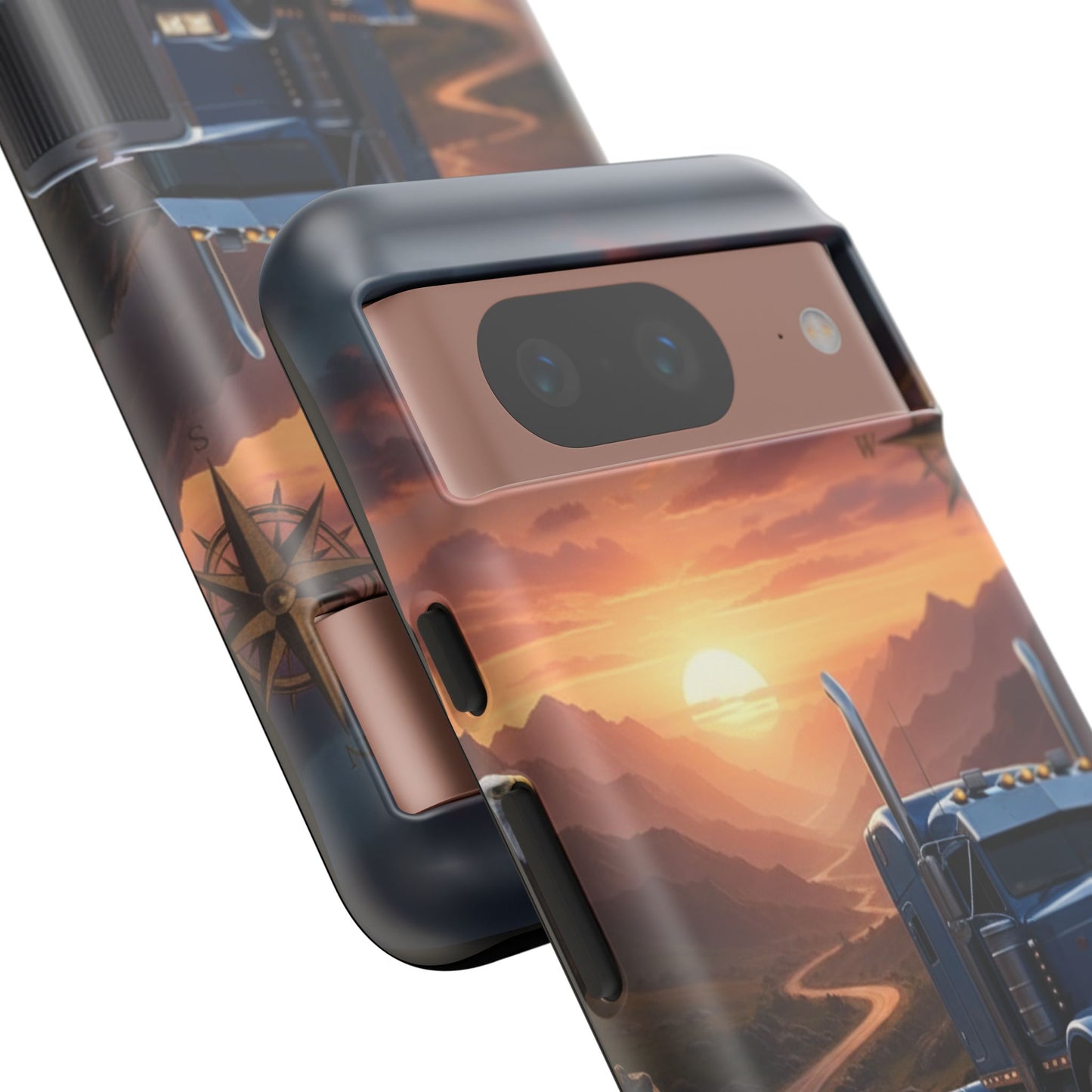 Semi Truck Sunset Phone Case | Trucker Gift | Diesel Truck Highway Road iPhone & Samsung Tough Protective Case