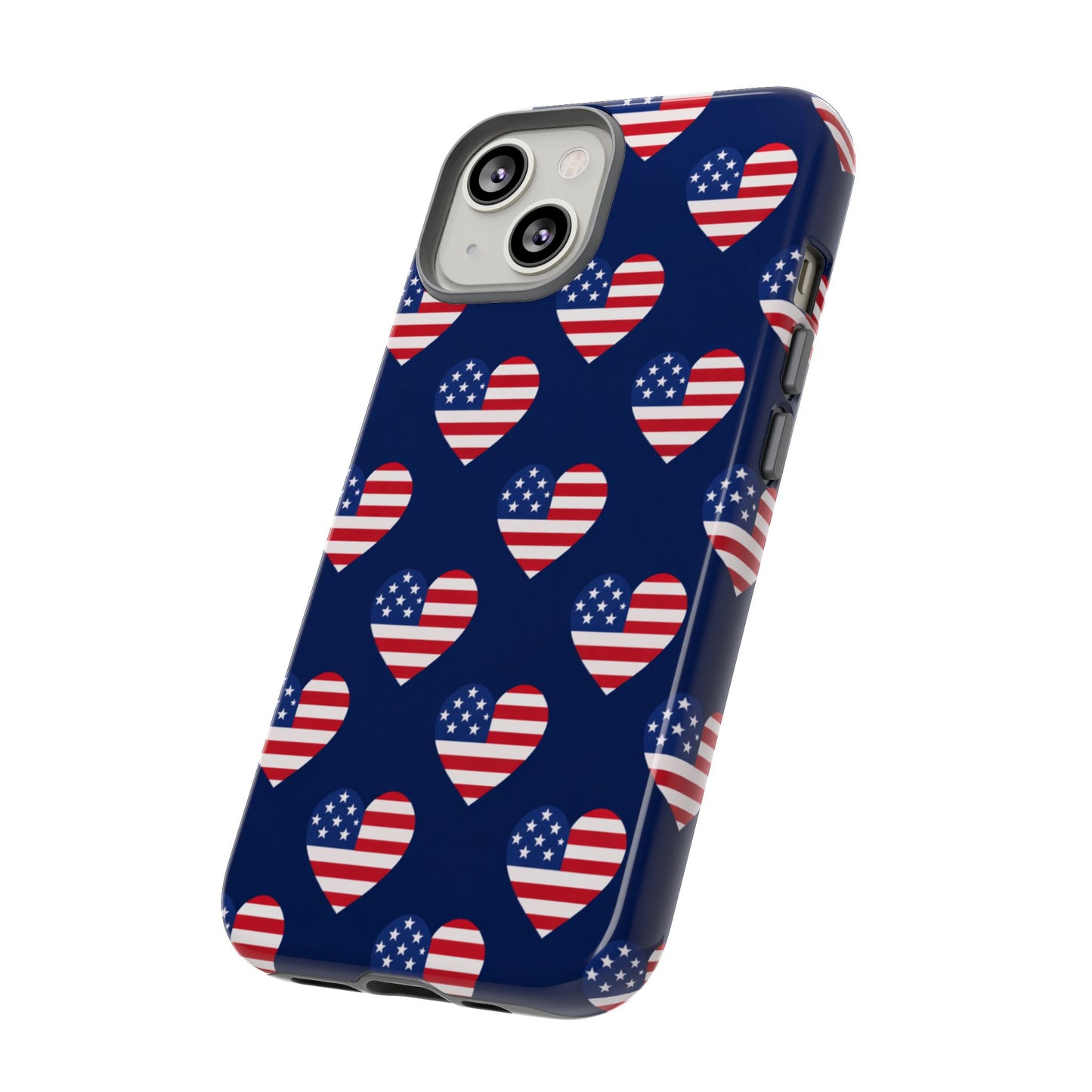 Patriotic American Flag Heart Phone Case – Tough Shockproof, USA Stars & Stripes for Iphone, Samsung Galaxy and Pixel