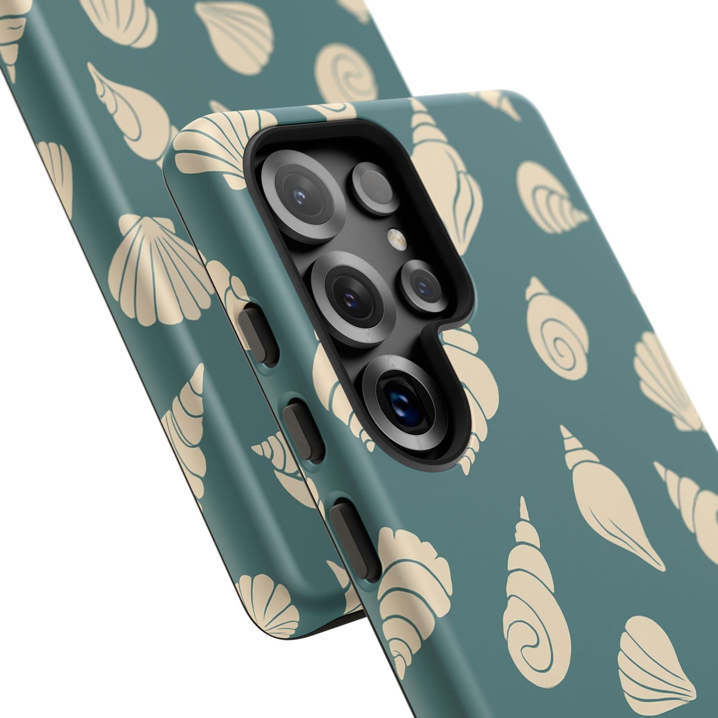 Seashell Pattern Phone Case | Teal Coastal Shells Tough Case for Iphone, Samsung Galaxy and Pixel
