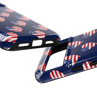 Patriotic American Flag Heart Phone Case – Tough Shockproof, USA Stars & Stripes for Iphone, Samsung Galaxy and Pixel