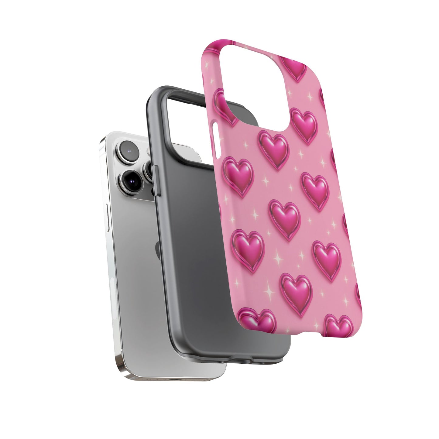 Pink Heart Pattern Phone Case | Tough Protective Case for Iphone, Samsung Galaxy and Pixel