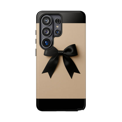 Black Bow Phone Case | Coquette Aesthetic Ribbon Design | Chic Neutral iPhone & Samsung Tough Protective Case