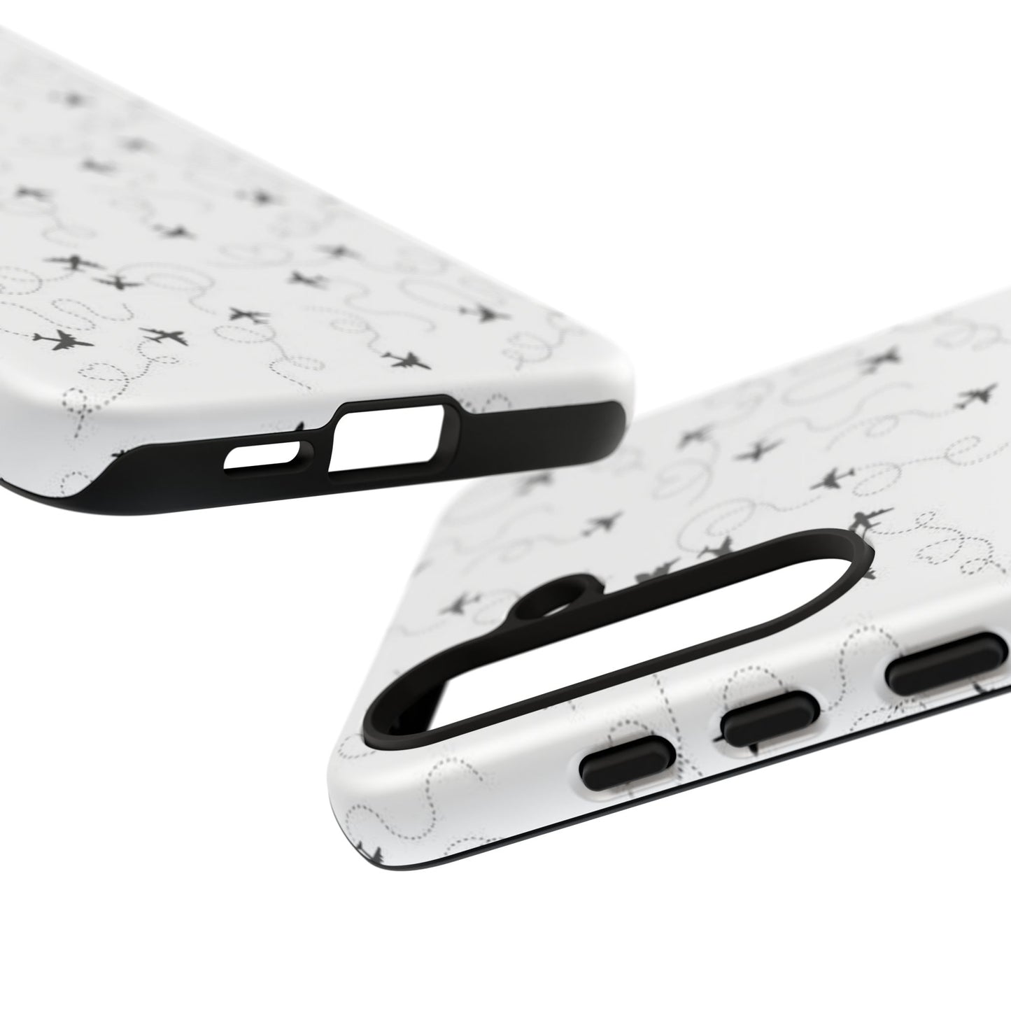 Minimal Paper Airplane Pattern Phone Case – Black White Aesthetic Tough Cover