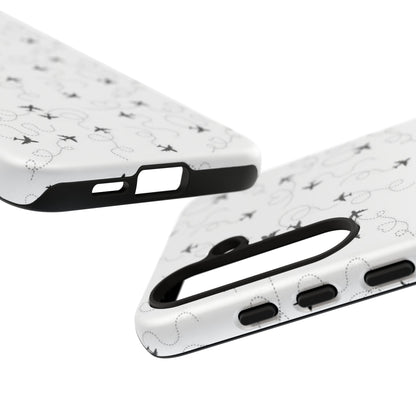 Minimal Paper Airplane Pattern Phone Case – Black White Aesthetic Tough Cover