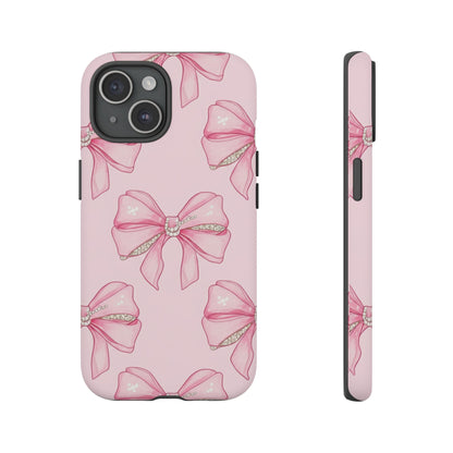 Pink Bow Pattern Phone Case | Coquette Aesthetic Tough Protective Case
