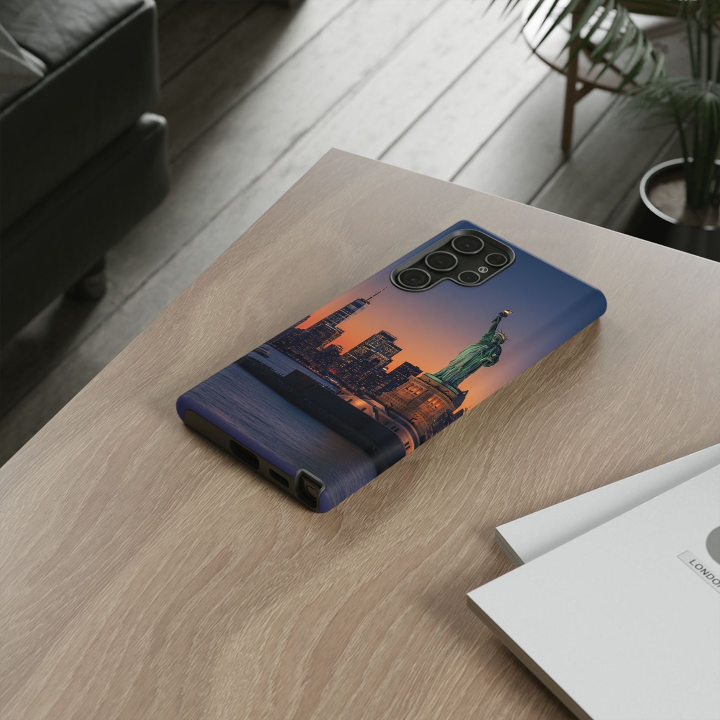 Statue of Liberty Sunset Phone Case – New York City Skyline Travel Aesthetic Tough Case