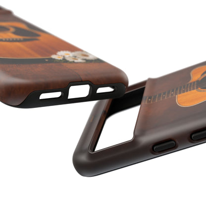 Acoustic Guitar Daisy Phone Case | Rustic Music Lover Tough Cover