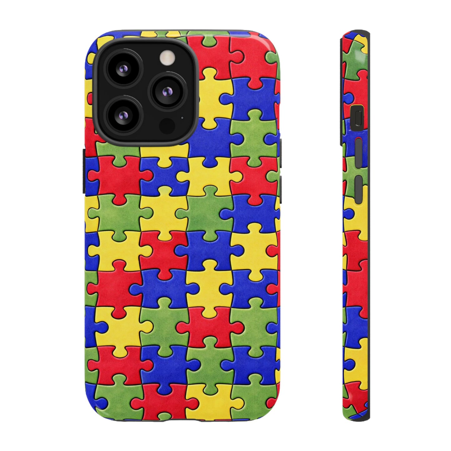 Colorful Puzzle Phone Case, Autism Awareness Jigsaw Design, Tough Protective Case, iPhone & Samsung Case, Vibrant Puzzle Pattern