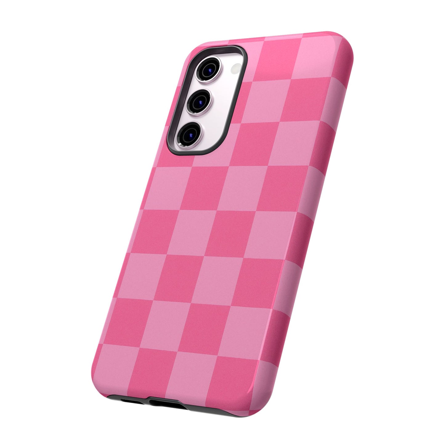 Pink Checkerboard Phone Case – Cute Aesthetic Tough Case for iPhone & Samsung
