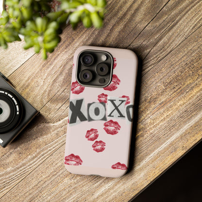 XOXO Kiss Print Phone Case | Coquette Valentine Aesthetic | Cute Pink Lipstick Kiss Tough Case for iPhone & Samsung
