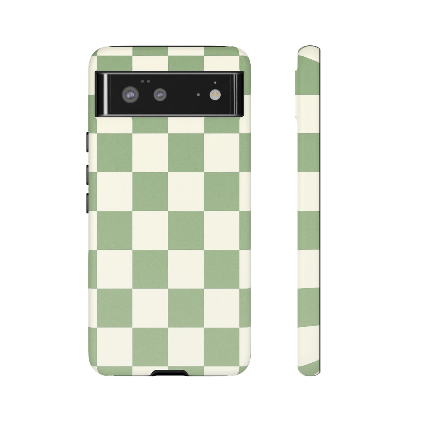 Sage Green Checkerboard Phone Case | Minimal Aesthetic Checkered iPhone & Samsung Tough Case