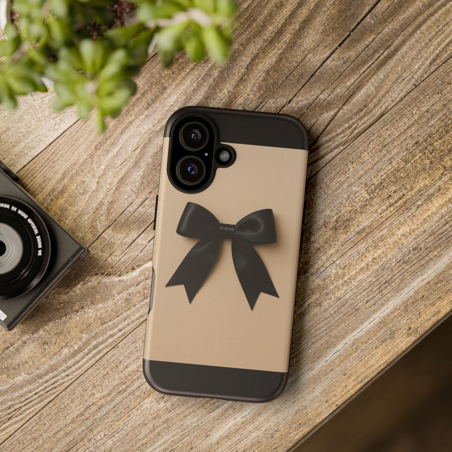 Black Bow Phone Case | Elegant Coquette Bow Design | Chic Neutral Tough Case for iPhone & Samsung