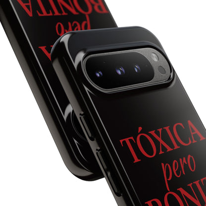Toxica Pero Bonita Phone Case, Latina Quote Case, Red Lips Aesthetic, Spanish Saying Case, Trendy Tough Cover