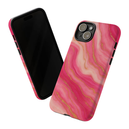 Pink Marble Phone Case | Rose Gold Swirl Aesthetic Tough Protective Case