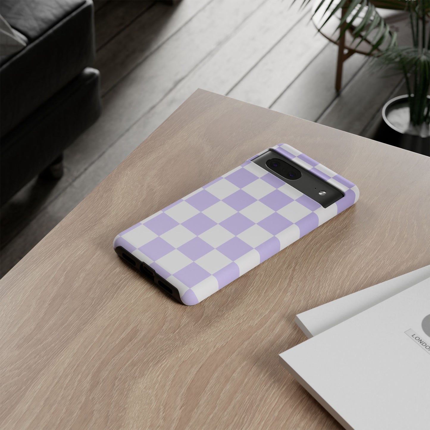 Lavender Checkerboard Phone Case | Pastel Aesthetic Tough Case