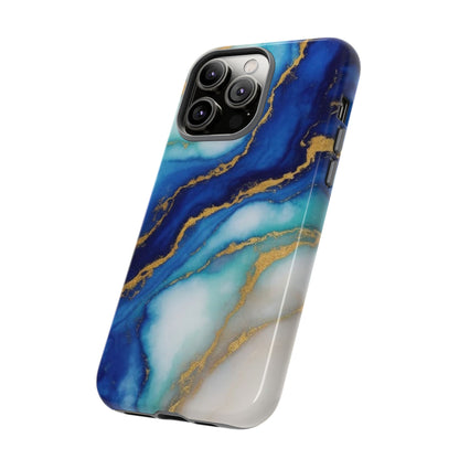 Blue & Gold Marble Phone Case – Luxury Resin Art Tough Case (iPhone, Samsung, Pixel)