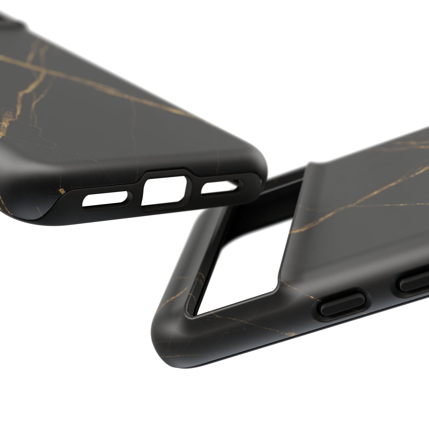 Black Marble Phone Case with Gold Veins | Minimal Luxury Tough Case