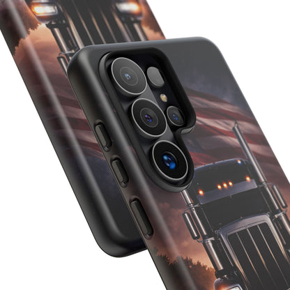 Semi Truck Phone Case American Flag Big Rig Trucker Gift iPhone Samsung
