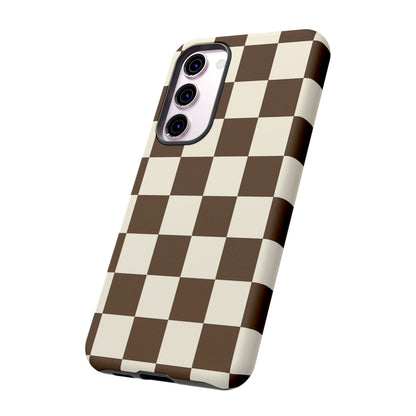 Mocha Checkerboard Phone Case | Neutral Aesthetic Tough Case