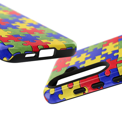 Colorful Puzzle Phone Case, Autism Awareness Jigsaw Design, Tough Protective Case, iPhone & Samsung Case, Vibrant Puzzle Pattern