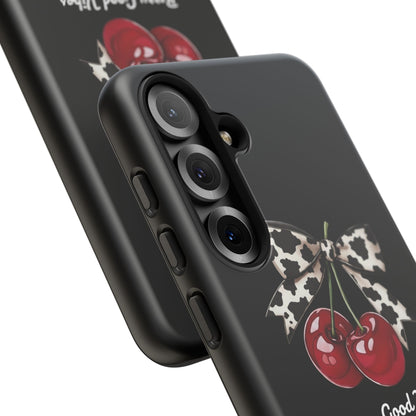 Cherry Cow Print Phone Case | Coquette Bow Aesthetic iPhone & Samsung Tough Case
