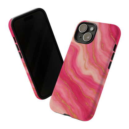 Pink Marble Phone Case | Rose Gold Swirl Aesthetic Tough Protective Case