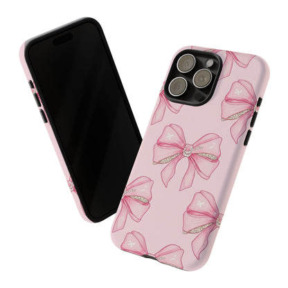 Pink Bow Pattern Phone Case | Coquette Aesthetic Tough Protective Case