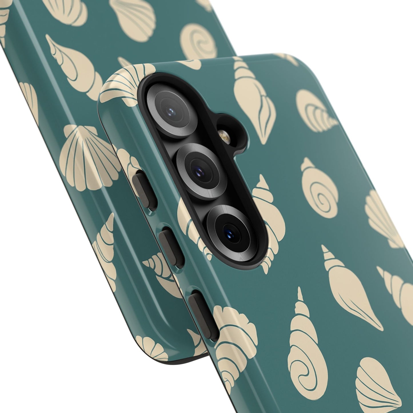 Seashell Pattern Phone Case | Teal Coastal Shells Tough Case for Iphone, Samsung Galaxy and Pixel