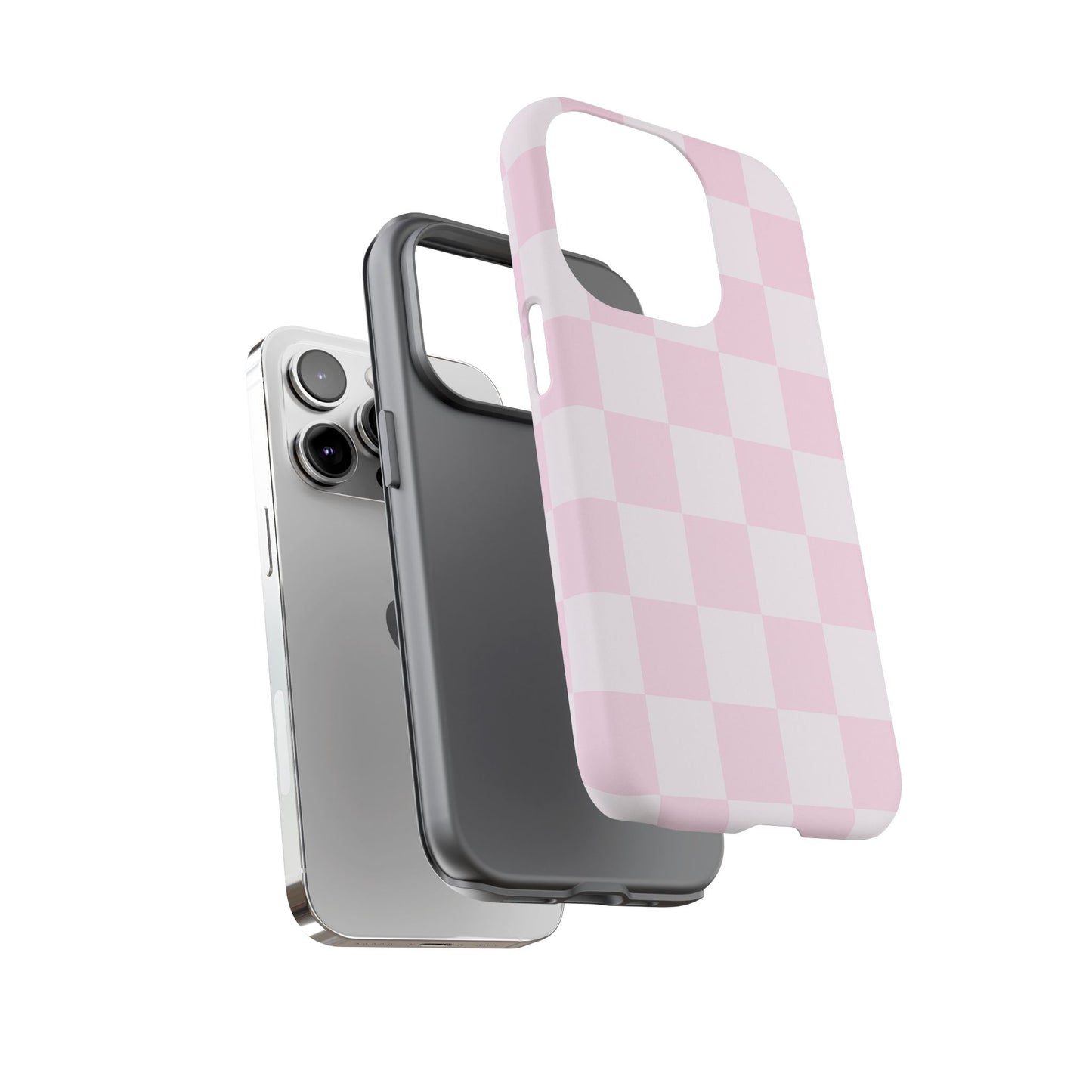 Light Pink Checkerboard Phone Case | Pastel Aesthetic Checkered iPhone & Samsung Tough Case